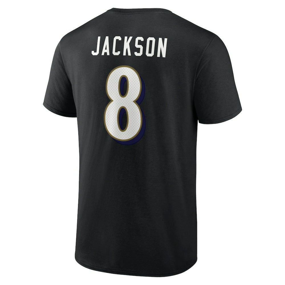 Lamar Jackson Baltimore Ravens Icon Name & Number T-Shirt Black
