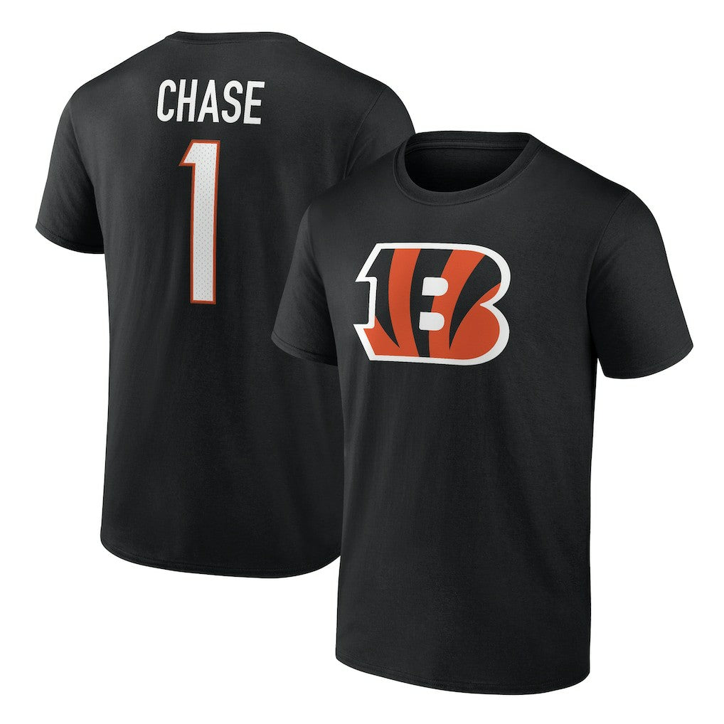 Ja'Marr Chase Cincinnati Bengals Icon Name & Number T-Shirt Black