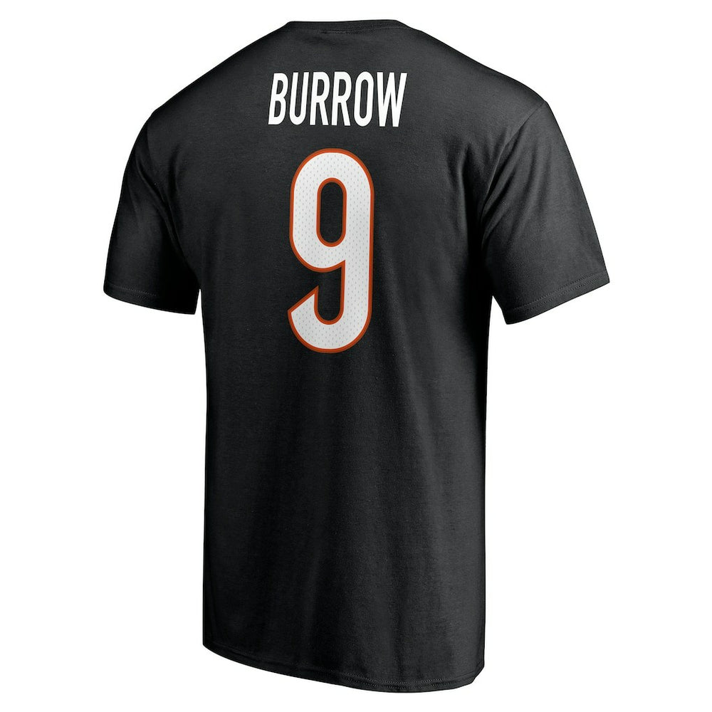 Joe Burrow Cincinnati Bengals Icon Name & Number T-Shirt Black