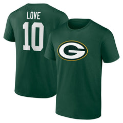 Jordan Love Green Bay Packers Icon Name & Number T-Shirt Green