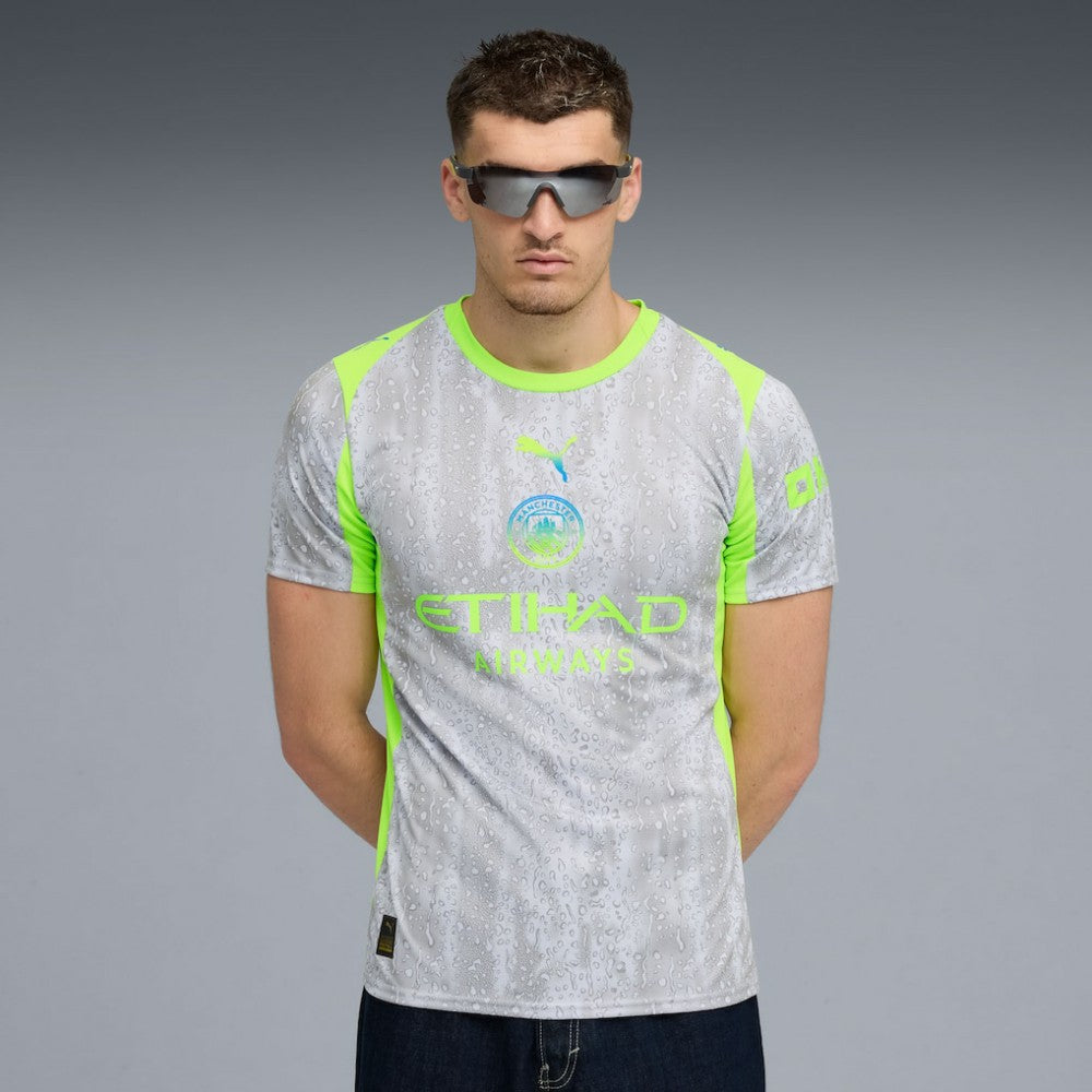Manchester City 2025/26 Third Replica Jersey Gray/Neon Green