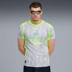 Manchester City 2025/26 Third Replica Jersey Gray/Neon Green