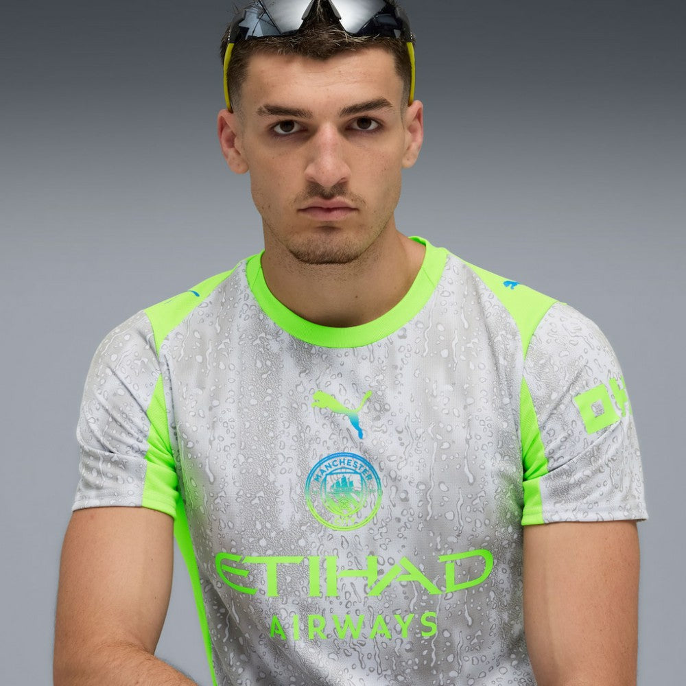Manchester City 2025/26 Third Replica Jersey Gray/Neon Green