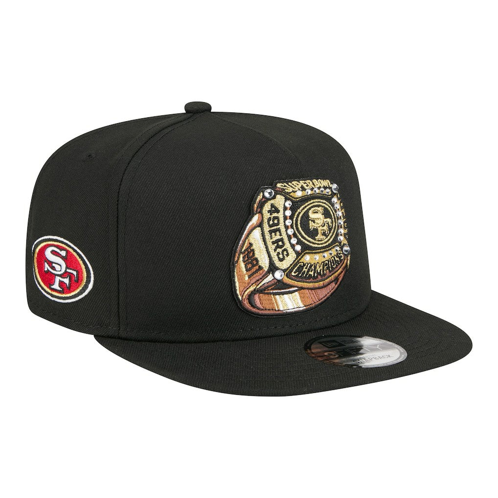San Francisco 49ers New Era Super Bowl Ring 9FIFTY A-Frame Adjustable Hat Black