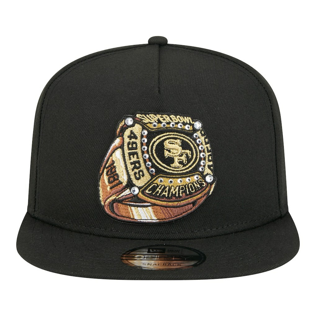 San Francisco 49ers New Era Super Bowl Ring 9FIFTY A-Frame Adjustable Hat Black
