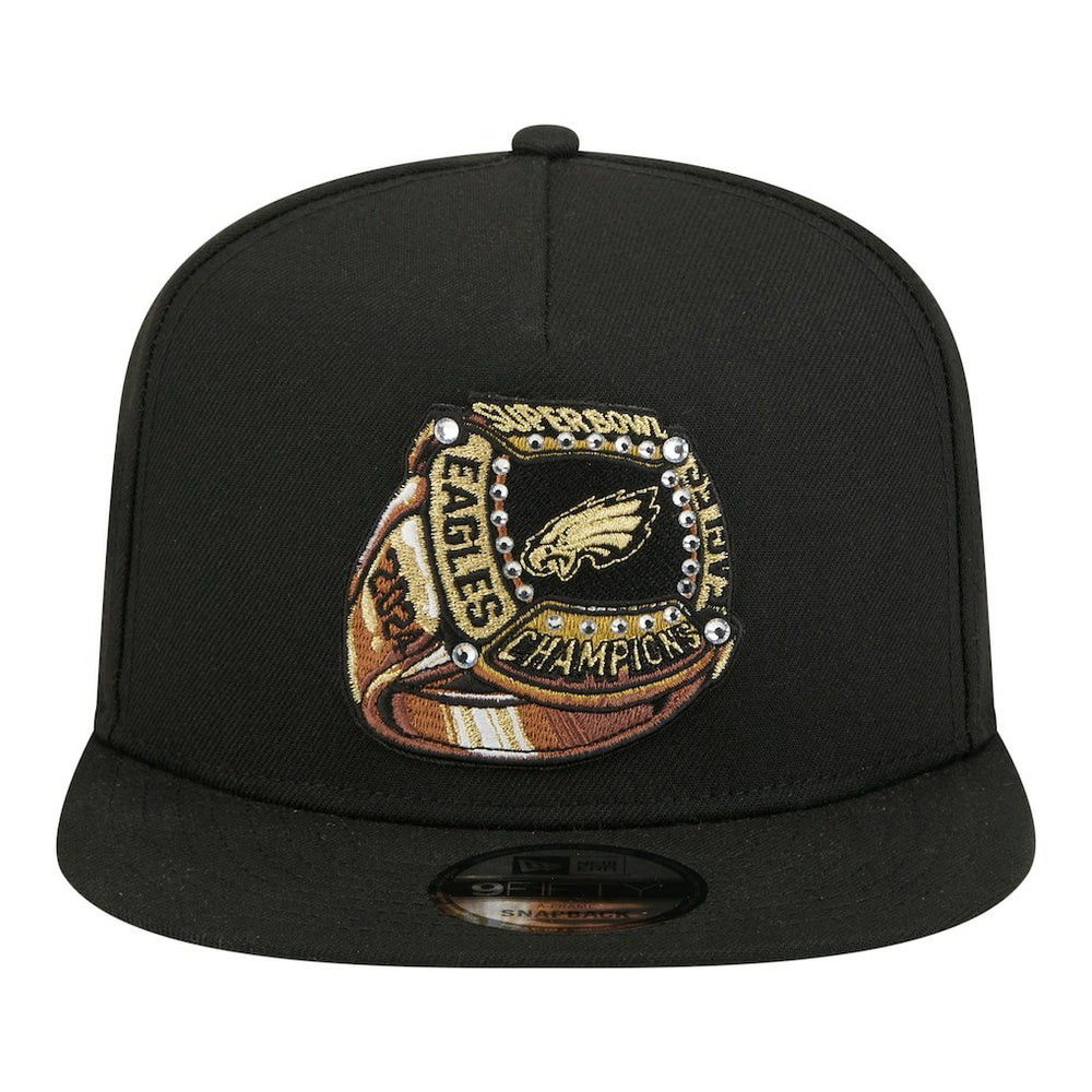 Philadelphia Eagles New Era Super Bowl Ring 9FIFTY A-Frame Adjustable Hat Black