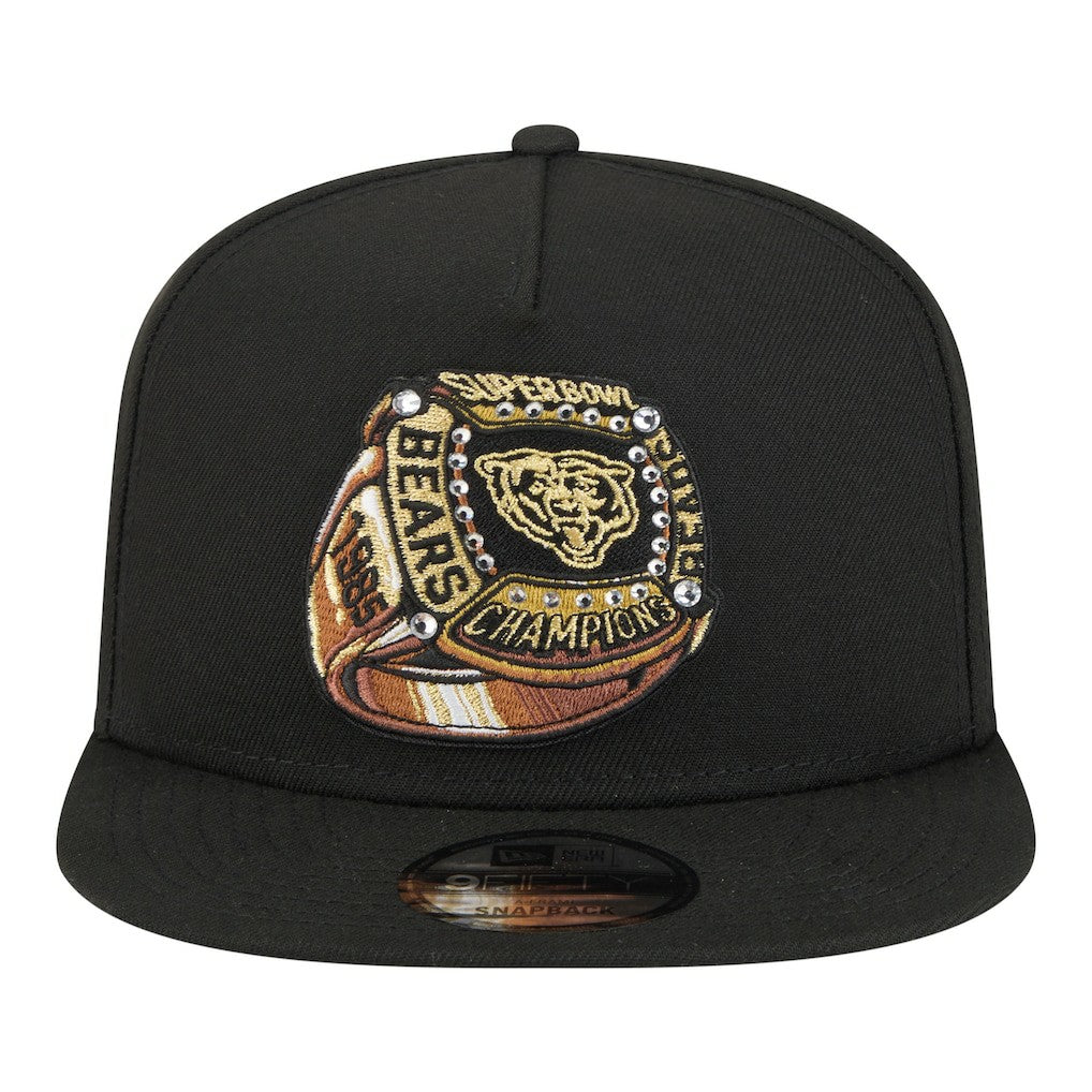 Chicago Bears New Era Super Bowl Ring 9FIFTY A-Frame Adjustable Hat Black