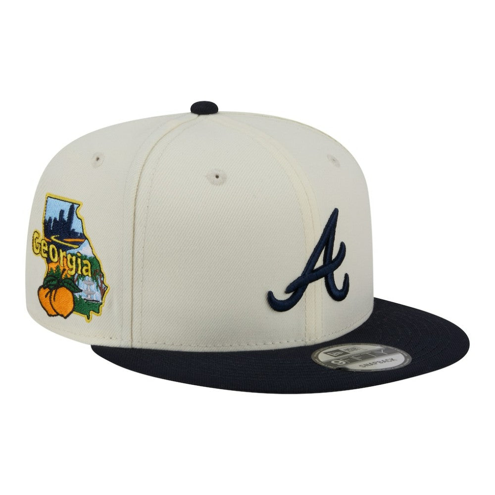 Atlanta Braves New Era Localized 9FIFTY Snapback Hat - Cream/Navy Hats