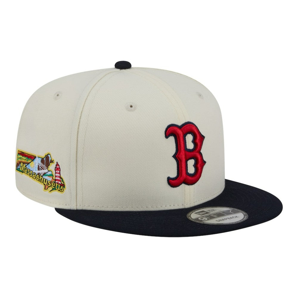 Boston Red Sox New Era Localized 9FIFTY Snapback Hat - Cream/Navy Hats