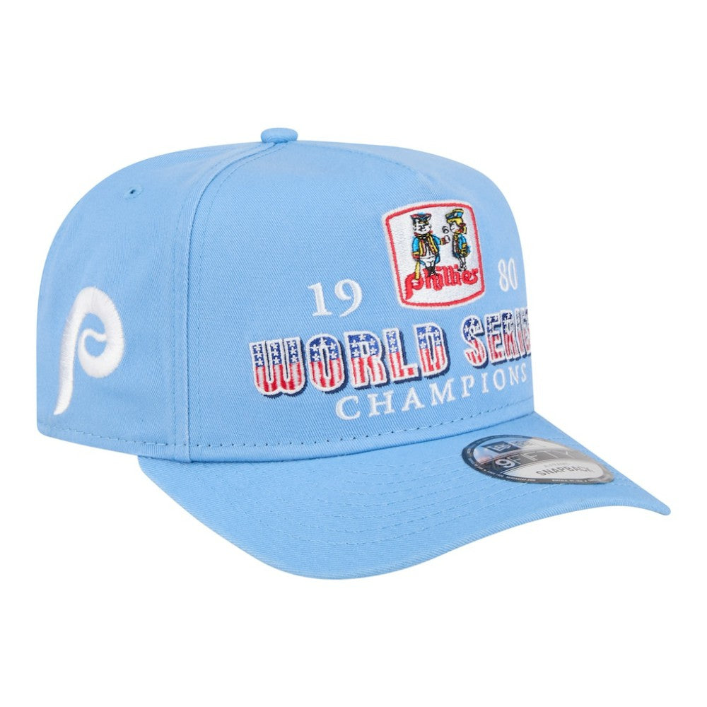 Philadelphia Phillies New Era 1980 World Series Champions Throwback 9FIFTY A-Frame Snapback Hat - Light Blue Hats