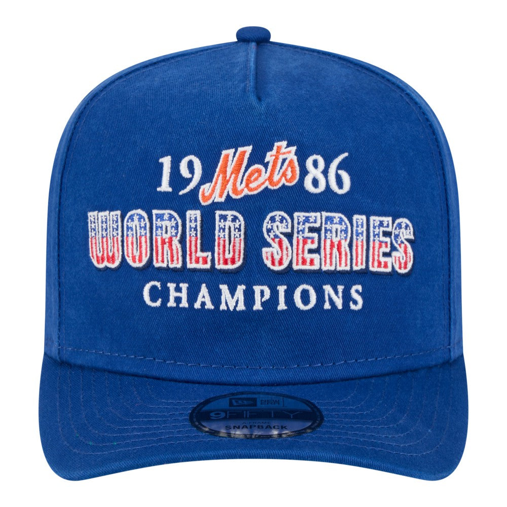 New York Mets New Era 1986 World Series Champions Throwback 9FIFTY A-Frame Snapback Hat - Royal Hats