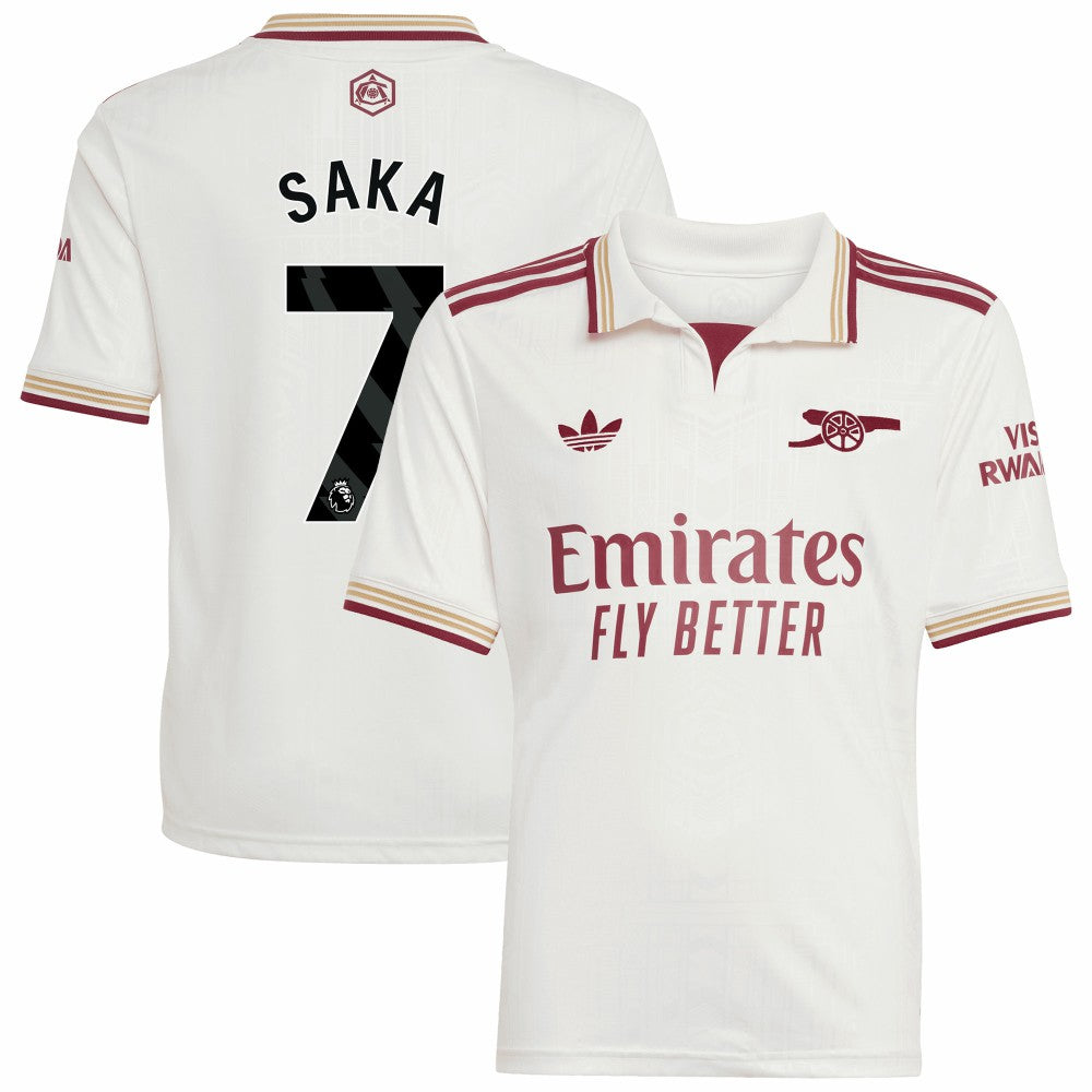 Bukayo Saka Arsenal Youth 2025/26 Third Replica Player Jersey White sale