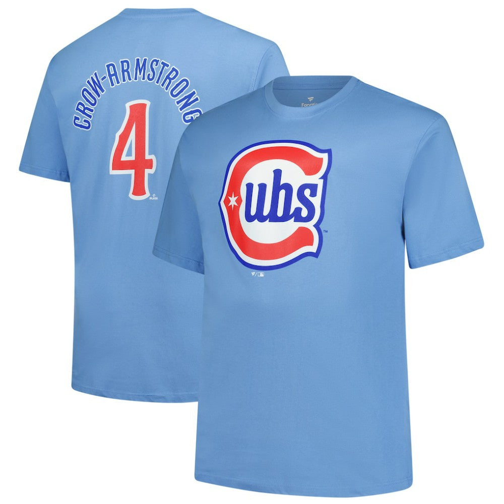 Pete Crow-Armstrong Chicago Cubs Fanatics Big & Tall Name & Number T-Shirt - Light Blue T-shirts