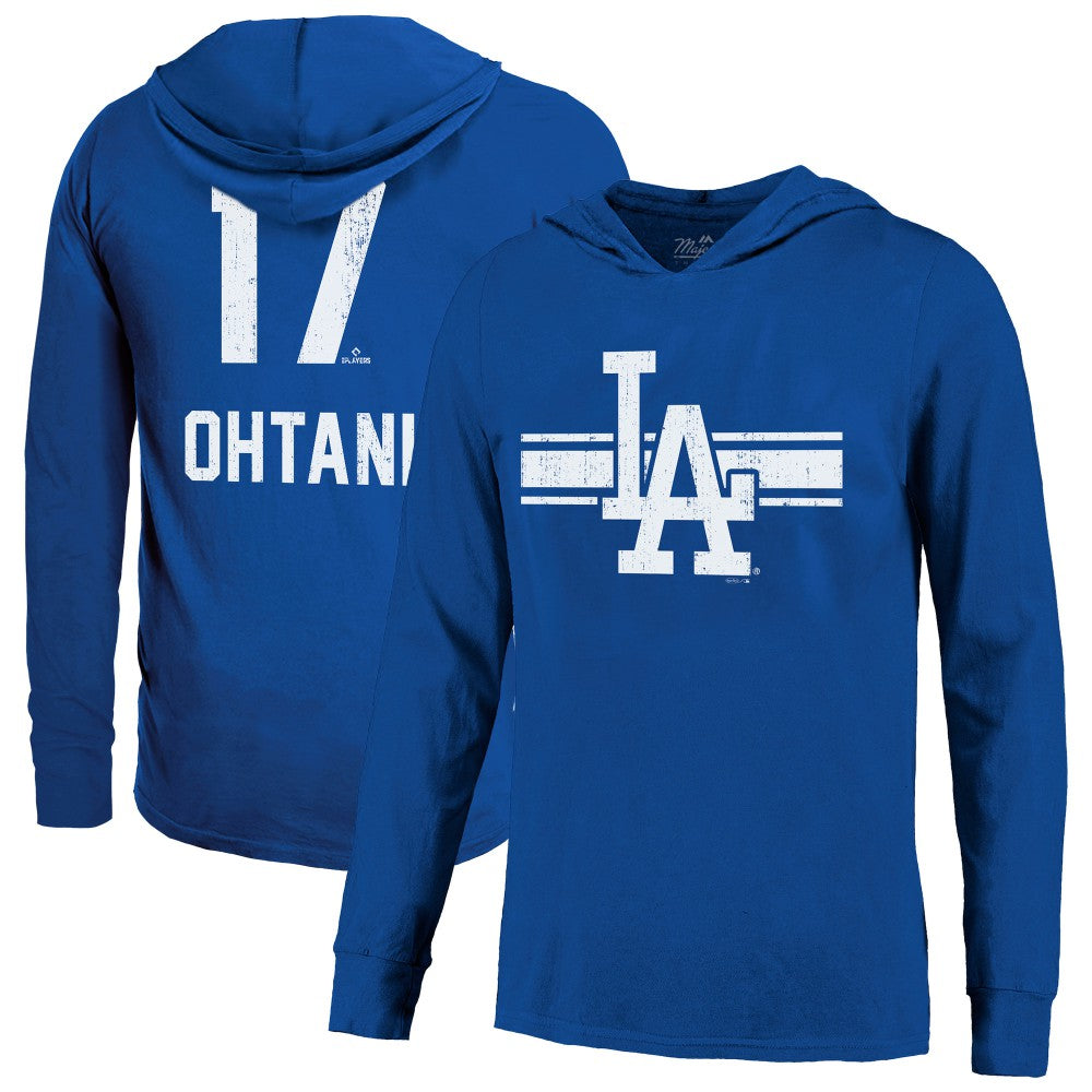 Shohei Ohtani Los Angeles Dodgers Majestic Threads Lightweight Name & Number Hoodie - Royal Hoodies