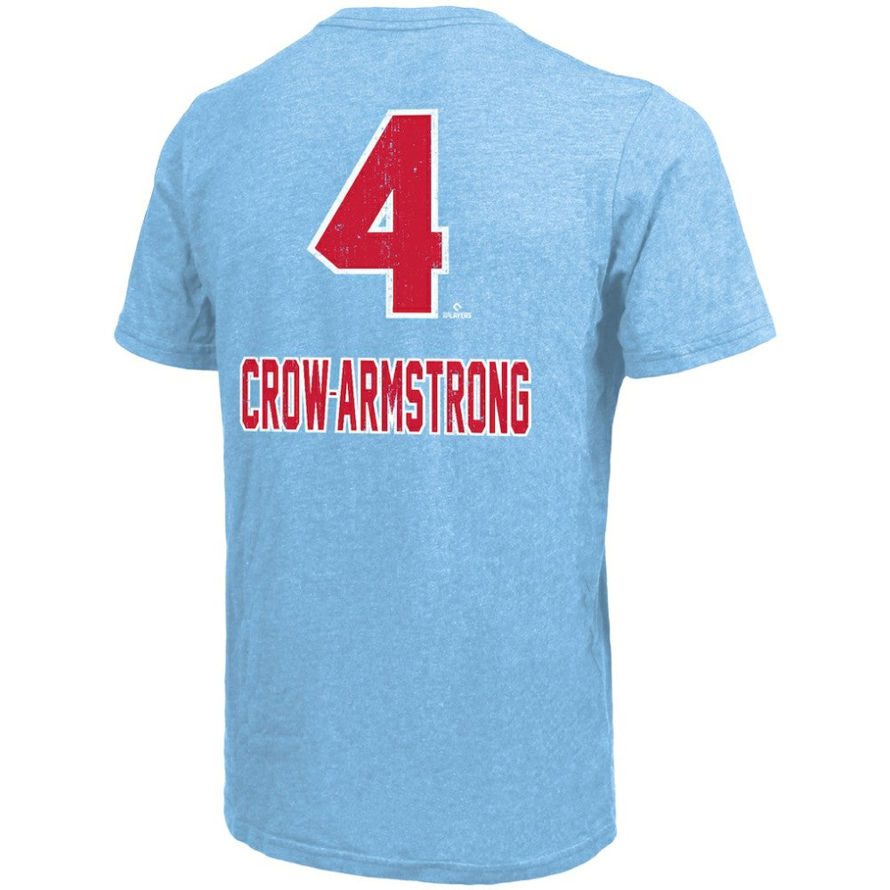 Pete Crow-Armstrong Chicago Cubs Majestic Threads Triblend Name & Number T-Shirt - Light Blue T-shirts