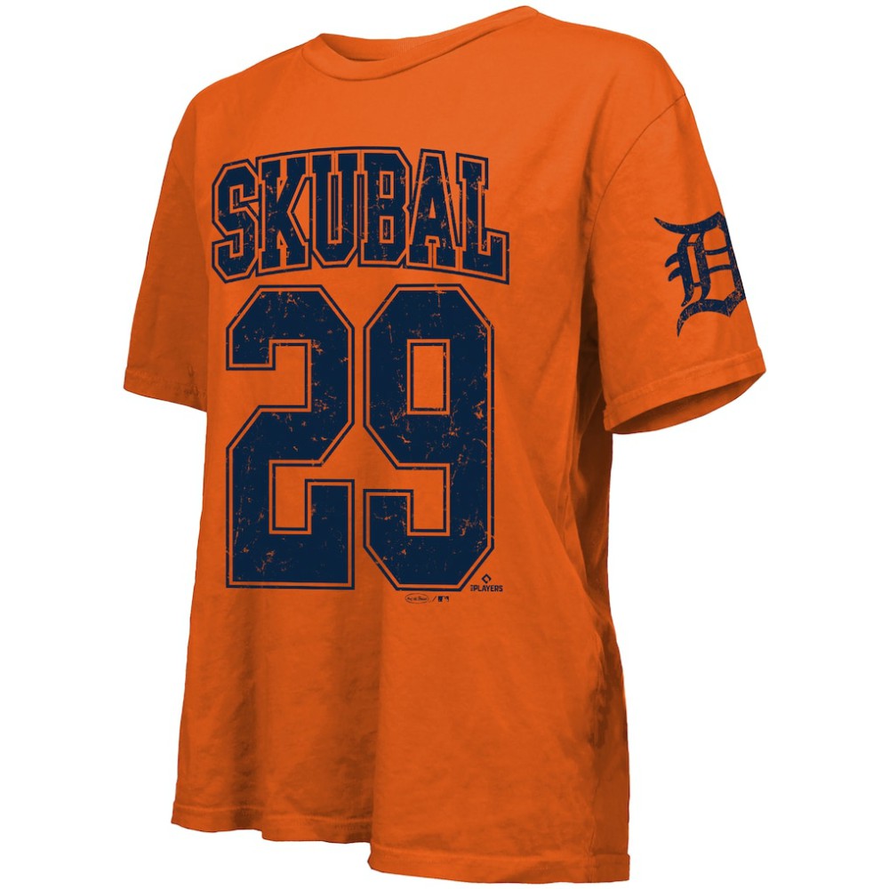 Tarik Skubal Detroit Tigers Majestic Threads Women's Oversized Name & Number T-Shirt - Orange T-shirts
