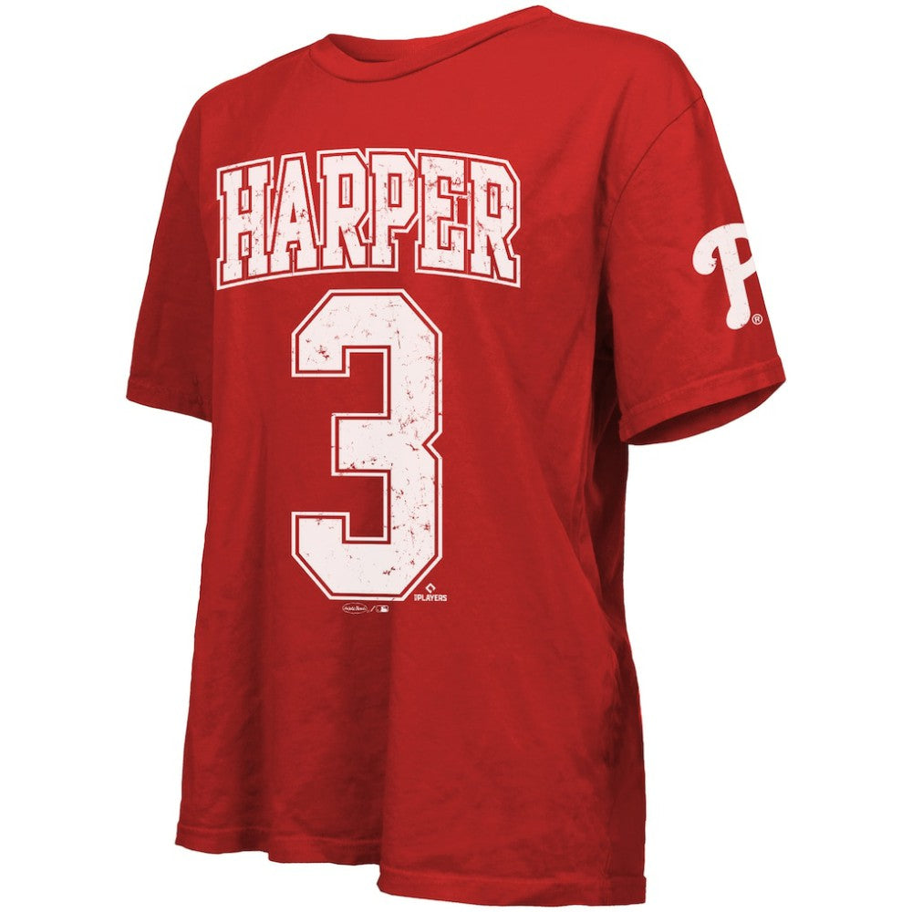 Bryce Harper Philadelphia Phillies Majestic Threads Women's Oversized Name & Number T-Shirt - Red T-shirts