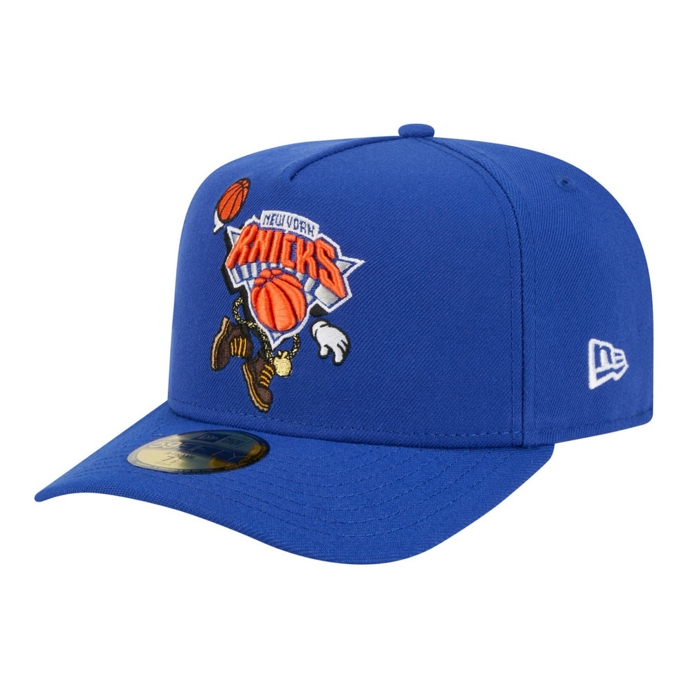 New York Knicks Injection Cartoon Logo A-Frame 59FIFTY Fitted Hat Blue