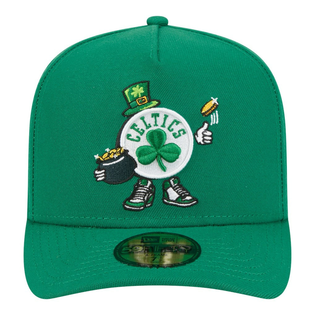 Boston Celtics Injection Cartoon Logo A-Frame 59FIFTY Fitted Hat Kelly Green