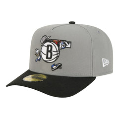 Brooklyn Nets Injection Cartoon Logo A-Frame 59FIFTY Fitted Hat Gray
