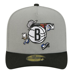 Brooklyn Nets Injection Cartoon Logo A-Frame 59FIFTY Fitted Hat Gray