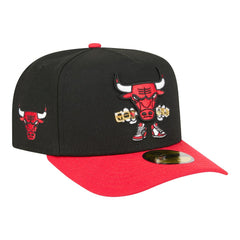 Chicago Bulls Injection Cartoon Logo A-Frame 59FIFTY Fitted Hat Black