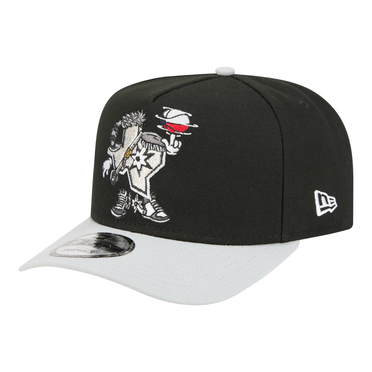 San Antonio Spurs Injection Cartoon Logo A-Frame 9FIFTY Adjustable Hat Black