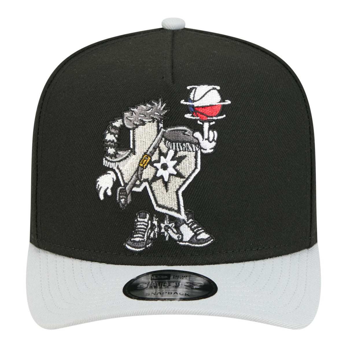 San Antonio Spurs Injection Cartoon Logo A-Frame 9FIFTY Adjustable Hat Black