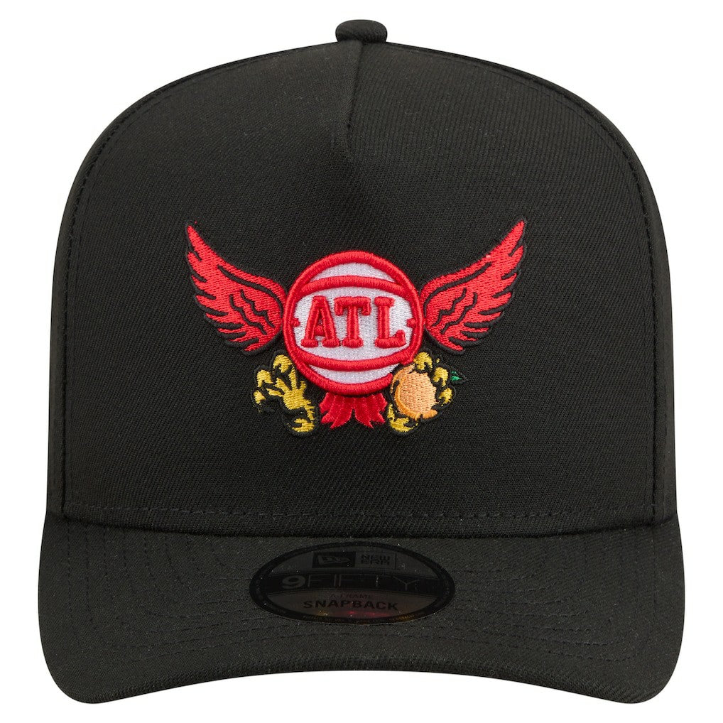 Atlanta Hawks Injection Cartoon Logo A-Frame 9FIFTY Adjustable Hat Black