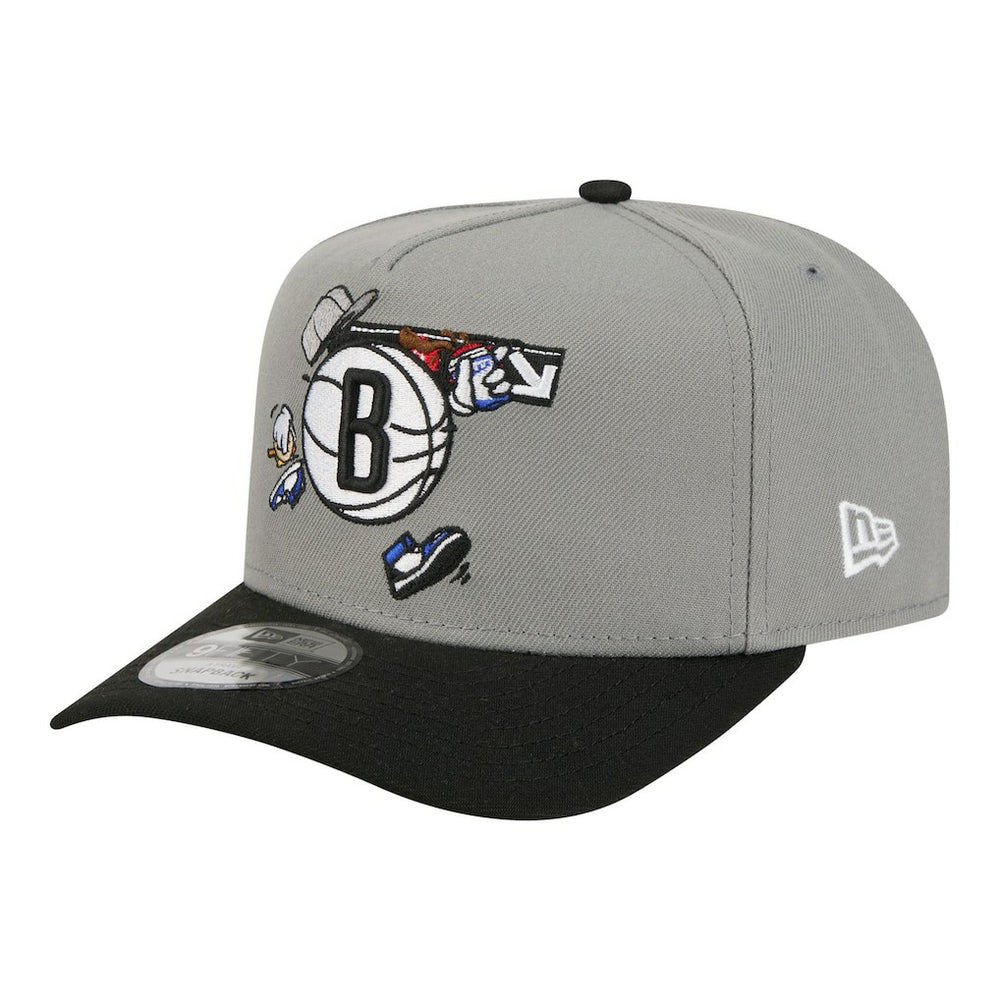 Brooklyn Nets Injection Cartoon Logo A-Frame 9FIFTY Adjustable Hat Gray