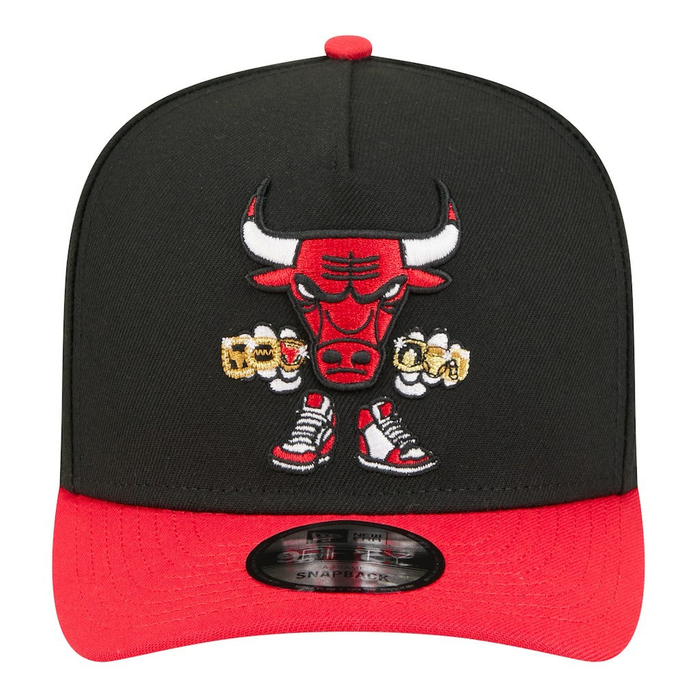 Chicago Bulls Injection Cartoon Logo A-Frame 9FIFTY Adjustable Hat Black