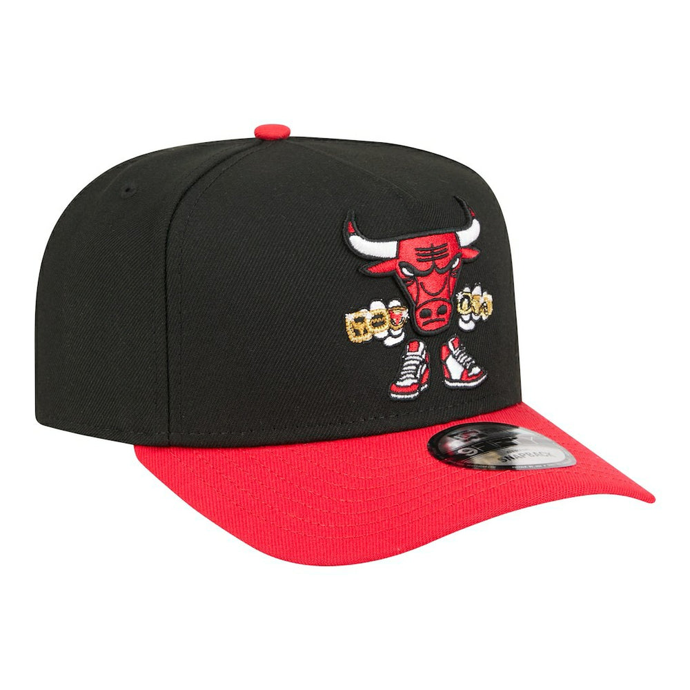 Chicago Bulls Injection Cartoon Logo A-Frame 9FIFTY Adjustable Hat Black
