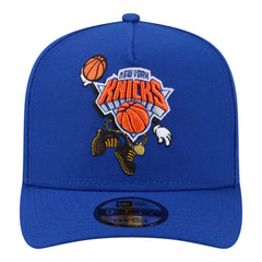 New York Knicks Injection Cartoon Logo A-Frame 9FIFTY Adjustable Hat Blue