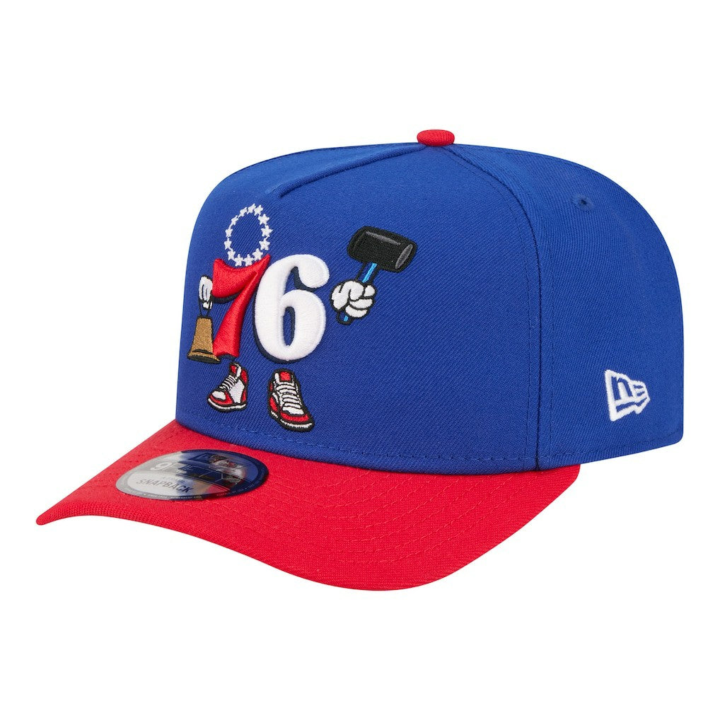 Philadelphia 76ers Injection Cartoon Logo A-Frame 9FIFTY Adjustable Hat Royal