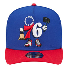 Philadelphia 76ers Injection Cartoon Logo A-Frame 9FIFTY Adjustable Hat Royal