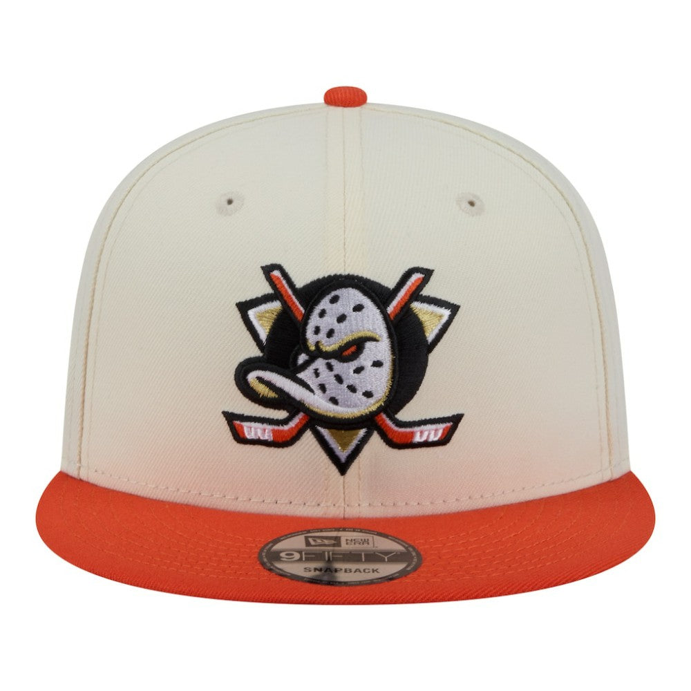 NHL Anaheim Ducks New Era Injection Localized Two-Tone 9FIFTY Snapback Hat - White/Orange