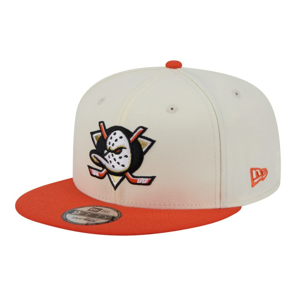 NHL Anaheim Ducks New Era Injection Localized Two-Tone 9FIFTY Snapback Hat - White/Orange
