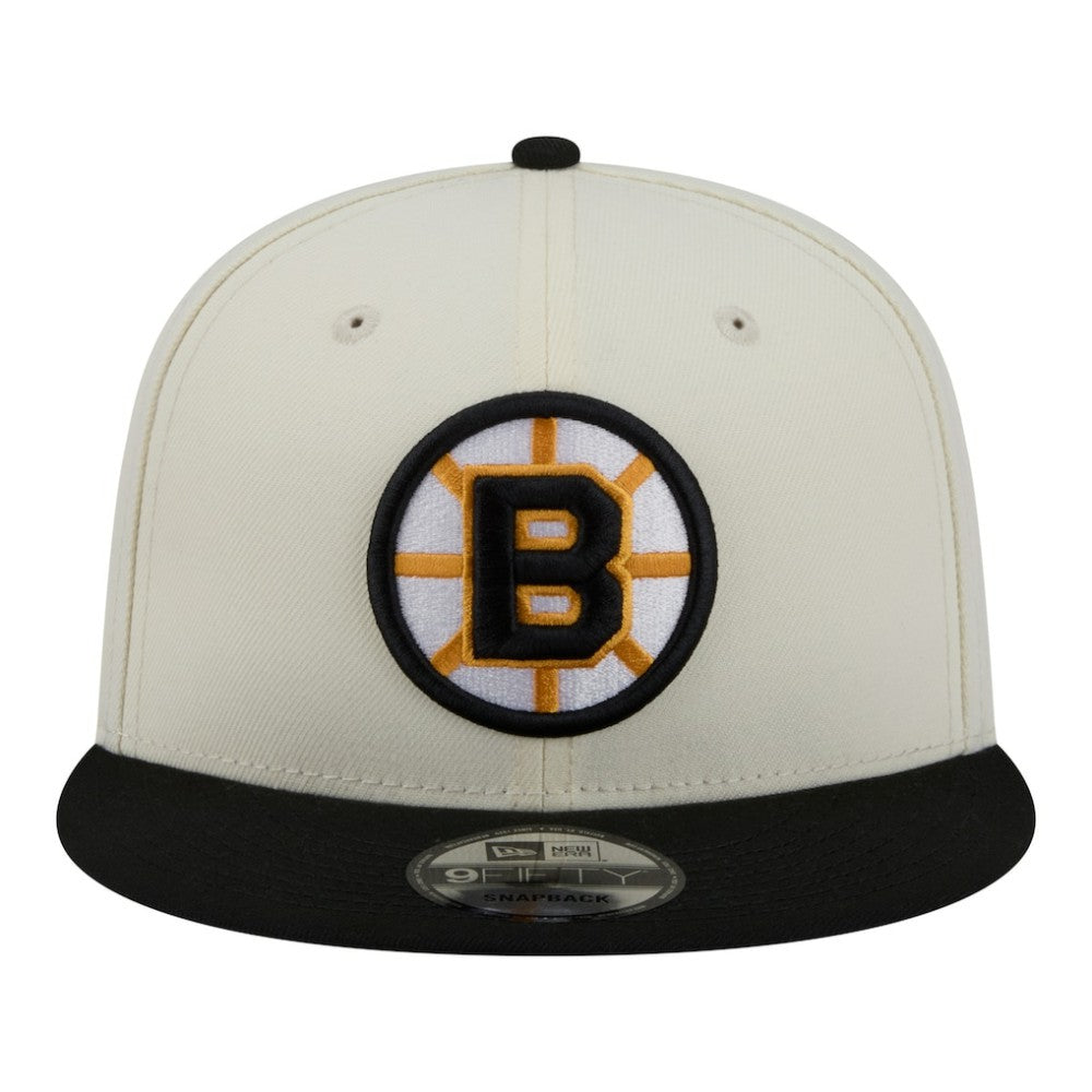 NHL Boston Bruins New Era Injection Localized Two-Tone 9FIFTY Snapback Hat - White/Black