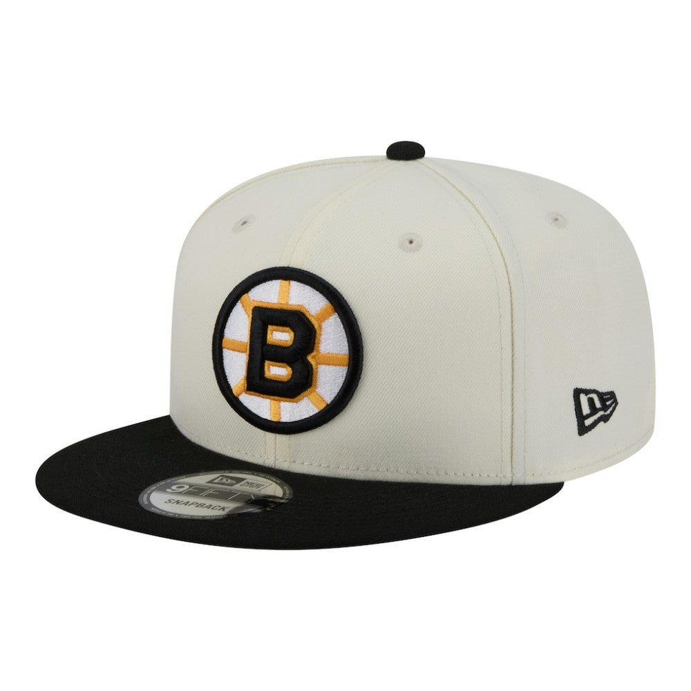 NHL Boston Bruins New Era Injection Localized Two-Tone 9FIFTY Snapback Hat - White/Black