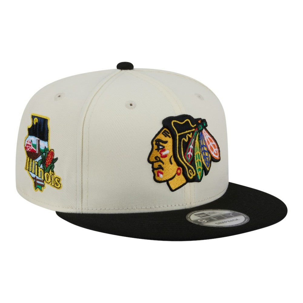 NHL Chicago Blackhawks New Era Injection Localized Two-Tone 9FIFTY Snapback Hat - White/Black