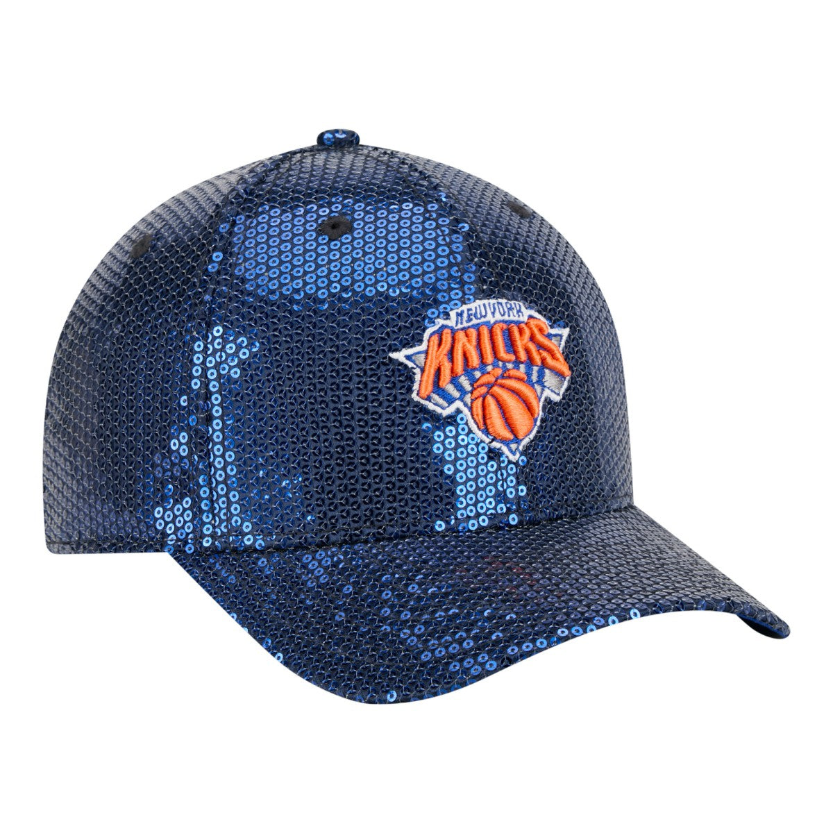 New York Knicks Women's Sequin M-Crown 9FORTY Adjustable Hat Blue