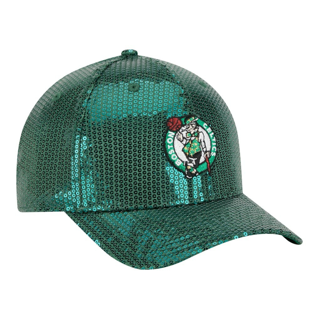Boston Celtics Women's Sequin M-Crown 9FORTY Adjustable Hat Kelly Green