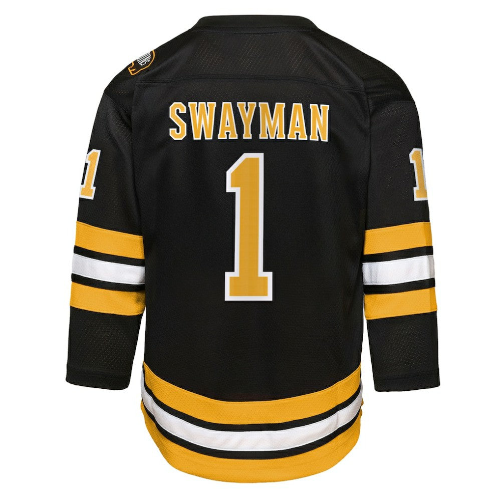 NHL Jeremy Swayman Boston Bruins Outerstuff Youth Home Replica Jersey - Black