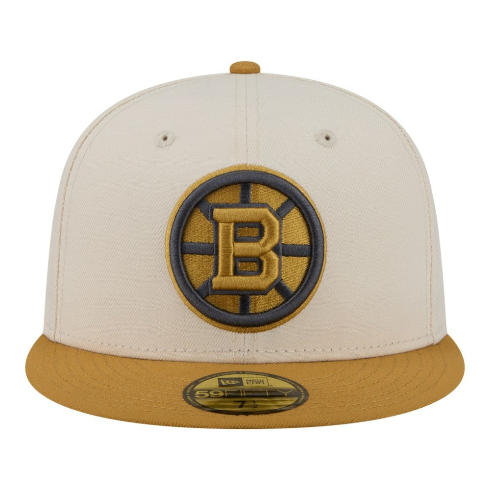 NHL Boston Bruins New Era Colorpack Two-Tone 59FIFTY Fitted Hat - Cream/Tan