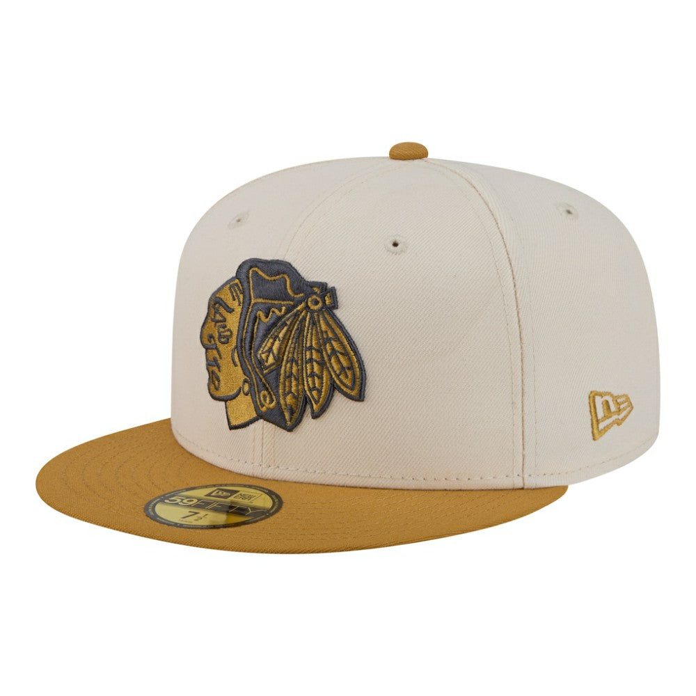 NHL Chicago Blackhawks New Era Colorpack Two-Tone 59FIFTY Fitted Hat - Cream/Tan