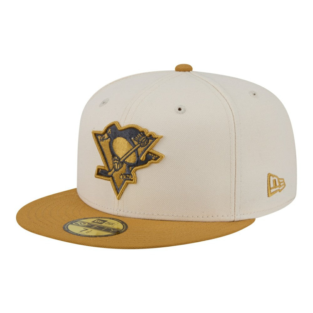NHL Pittsburgh Penguins New Era Colorpack Two-Tone 59FIFTY Fitted Hat - Cream/Tan
