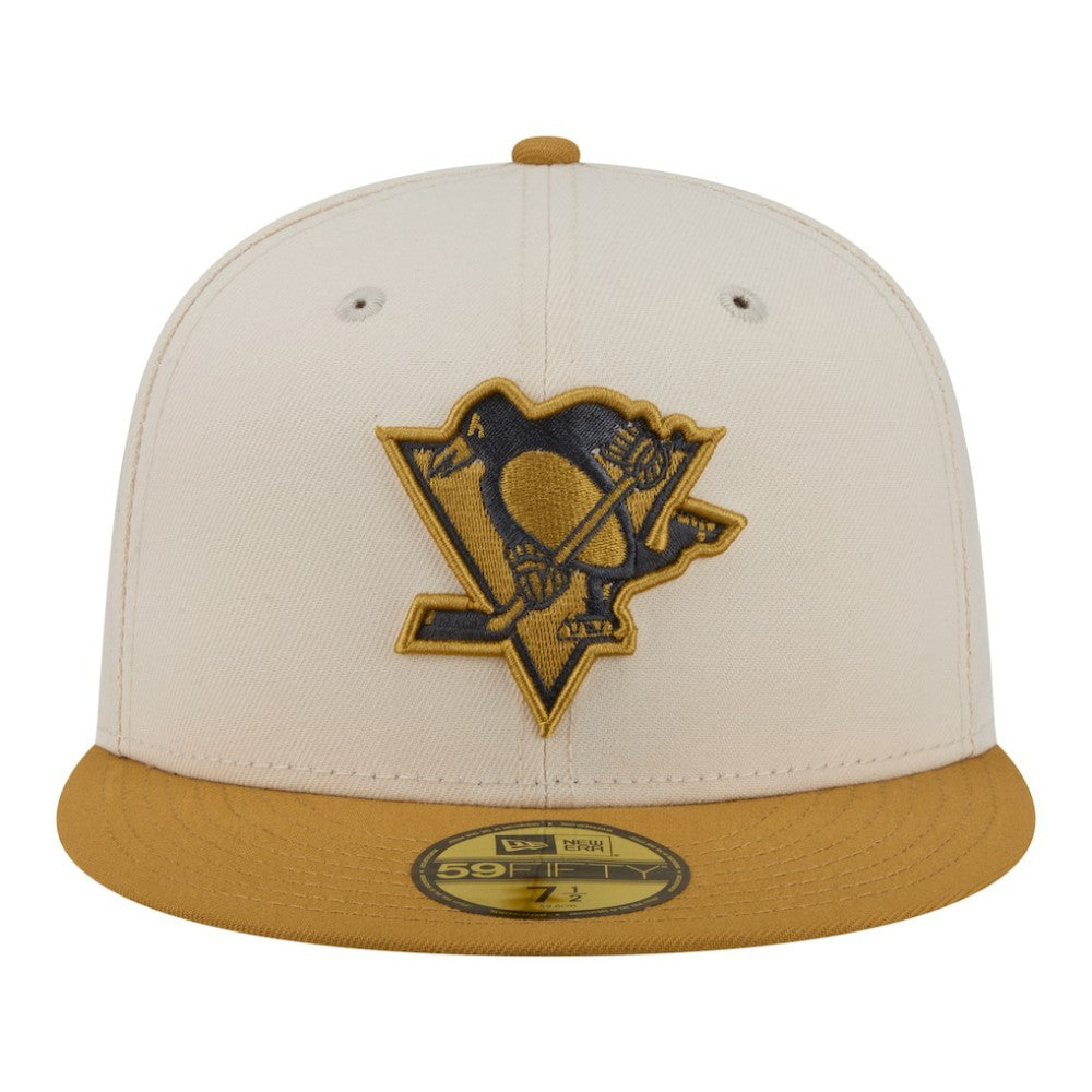 NHL Pittsburgh Penguins New Era Colorpack Two-Tone 59FIFTY Fitted Hat - Cream/Tan