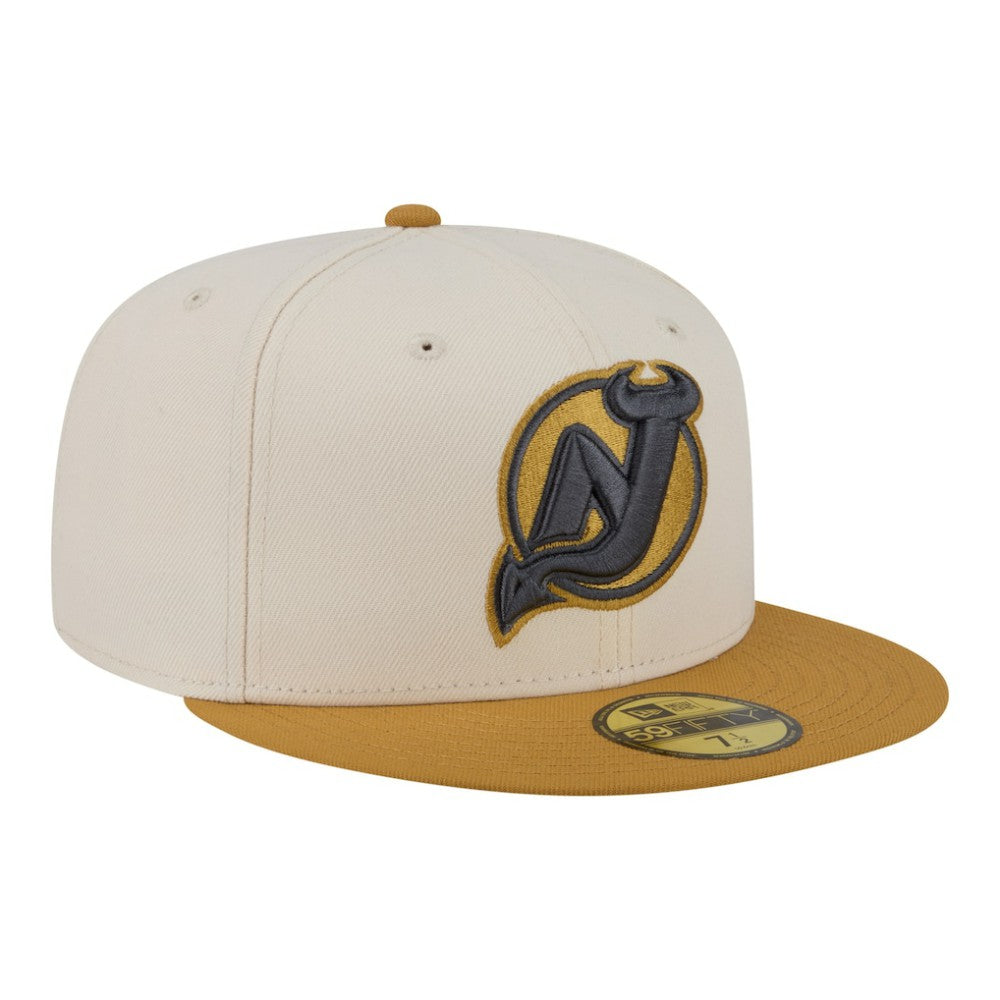NHL New Jersey Devils New Era Colorpack Two-Tone 59FIFTY Fitted Hat - Cream/Tan