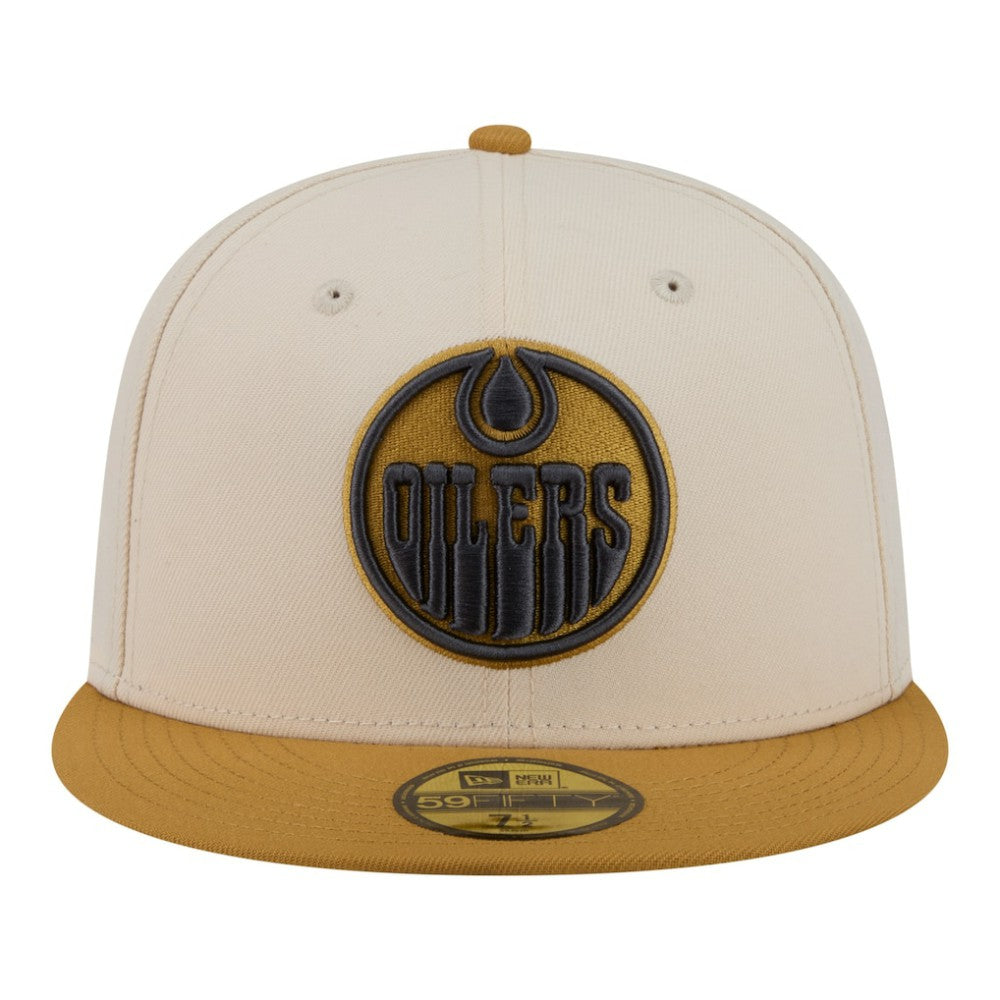 NHL Edmonton Oilers New Era Colorpack Two-Tone 59FIFTY Fitted Hat - Cream/Tan