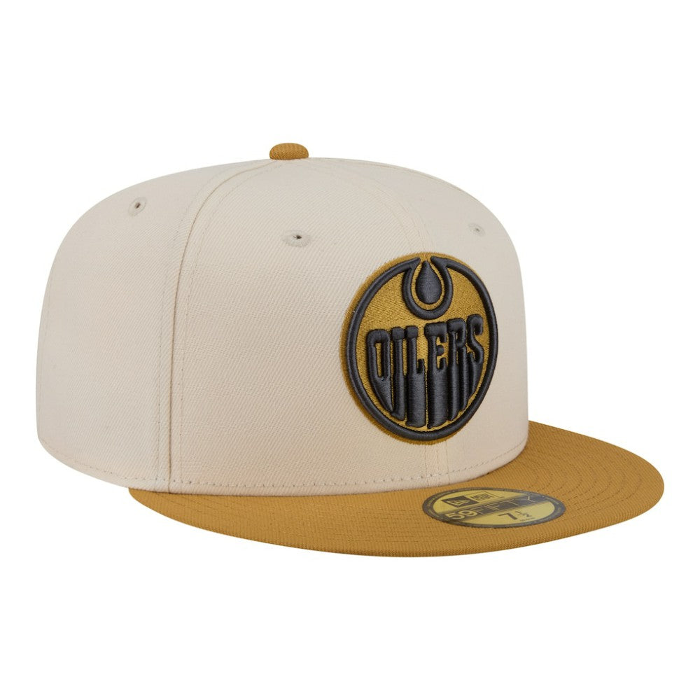 NHL Edmonton Oilers New Era Colorpack Two-Tone 59FIFTY Fitted Hat - Cream/Tan